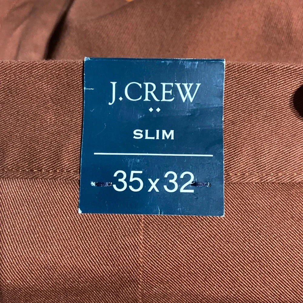J.Crew Flex Slim Fit Chinos Rust Brown Mens 35x32 Preppy Stretch Minimalist New